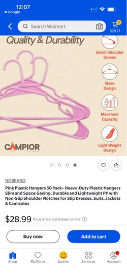 Campior Pink Plastic Hangers 24 Pack