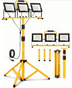 Jefedana LED Light Work Stand: 21000LM Portable Lighting For Job Site, Construction & Garage Workshop - New, Black