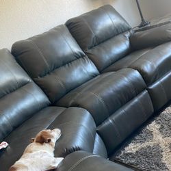 Grey Sectional With 3 Recliners 