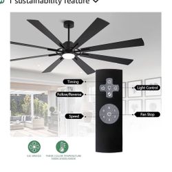 80” Modern Ceiling Fan With Remote 