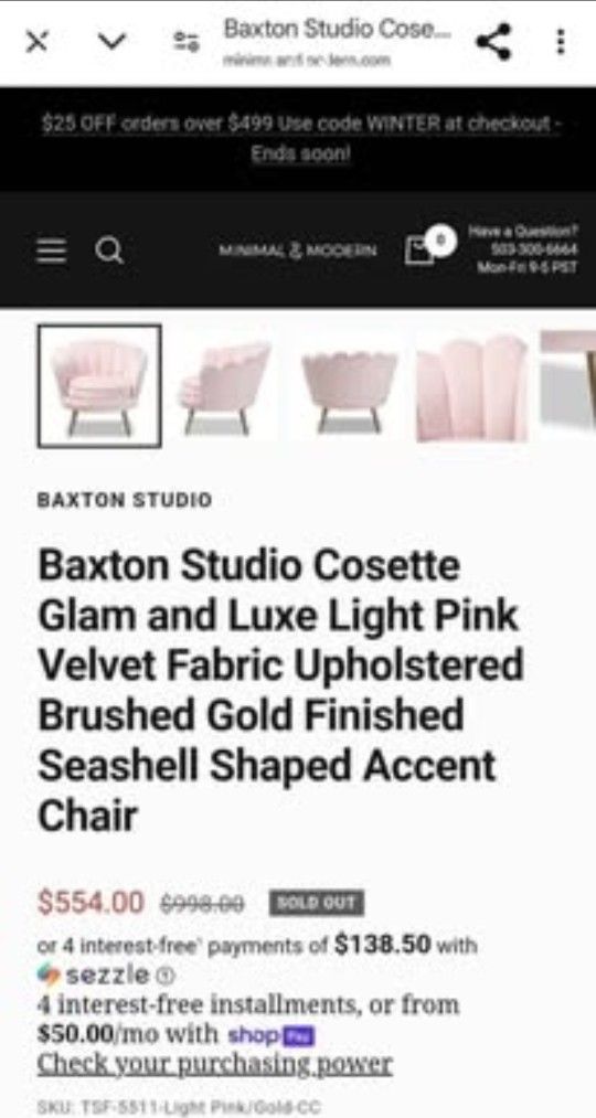 Pink and Gold Baxton Accent Chair