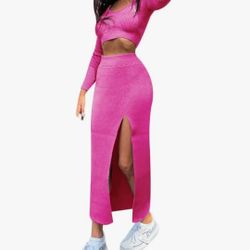 Two-piece Set, Rib knit outfit, Size: Small