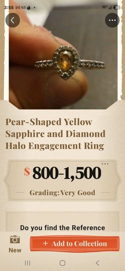 Pear-Shaped Yellow Sapphire Diamond Halo Ring