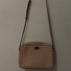 Michael Kors light Pink Purse With Gold Studs 