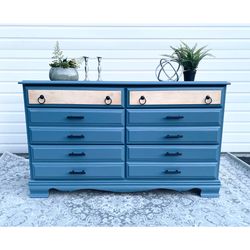 Stunning Modern Refinished Blue Dresser