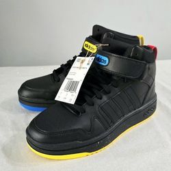 New Adidas Boys Hi Top Sneakers Colorful Black Shoes Sizes Available 3.5 4 4.5 6