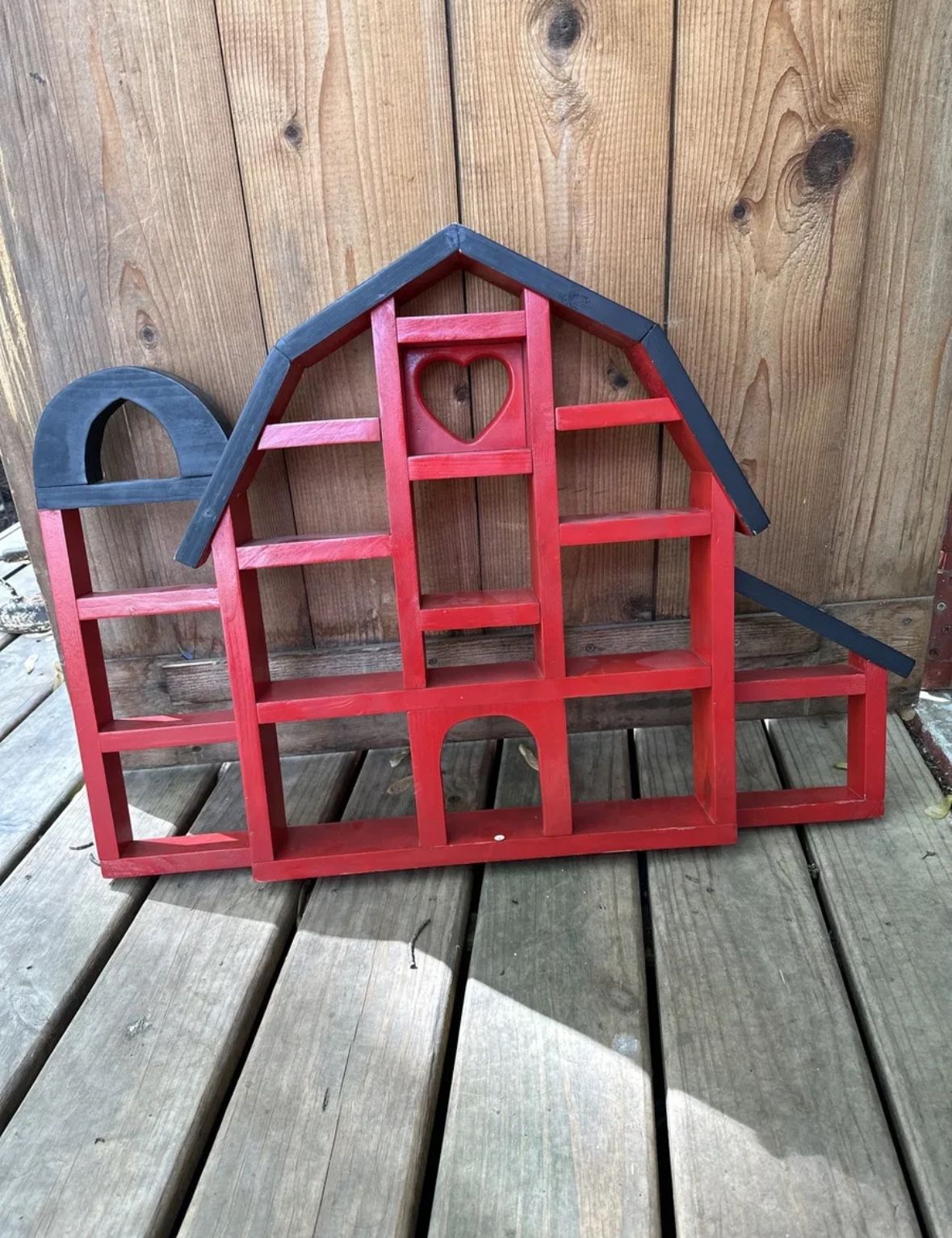 Barn Shaped Farm Style Shadowbox Shelf