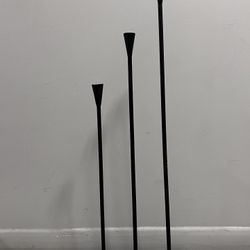 Tall Black Cast Iron Taper Candlestick Holders Set of 3 Hand Forged Metal Wedding Gift Anniversary Housewarming Candle Pillars Candle Sticks