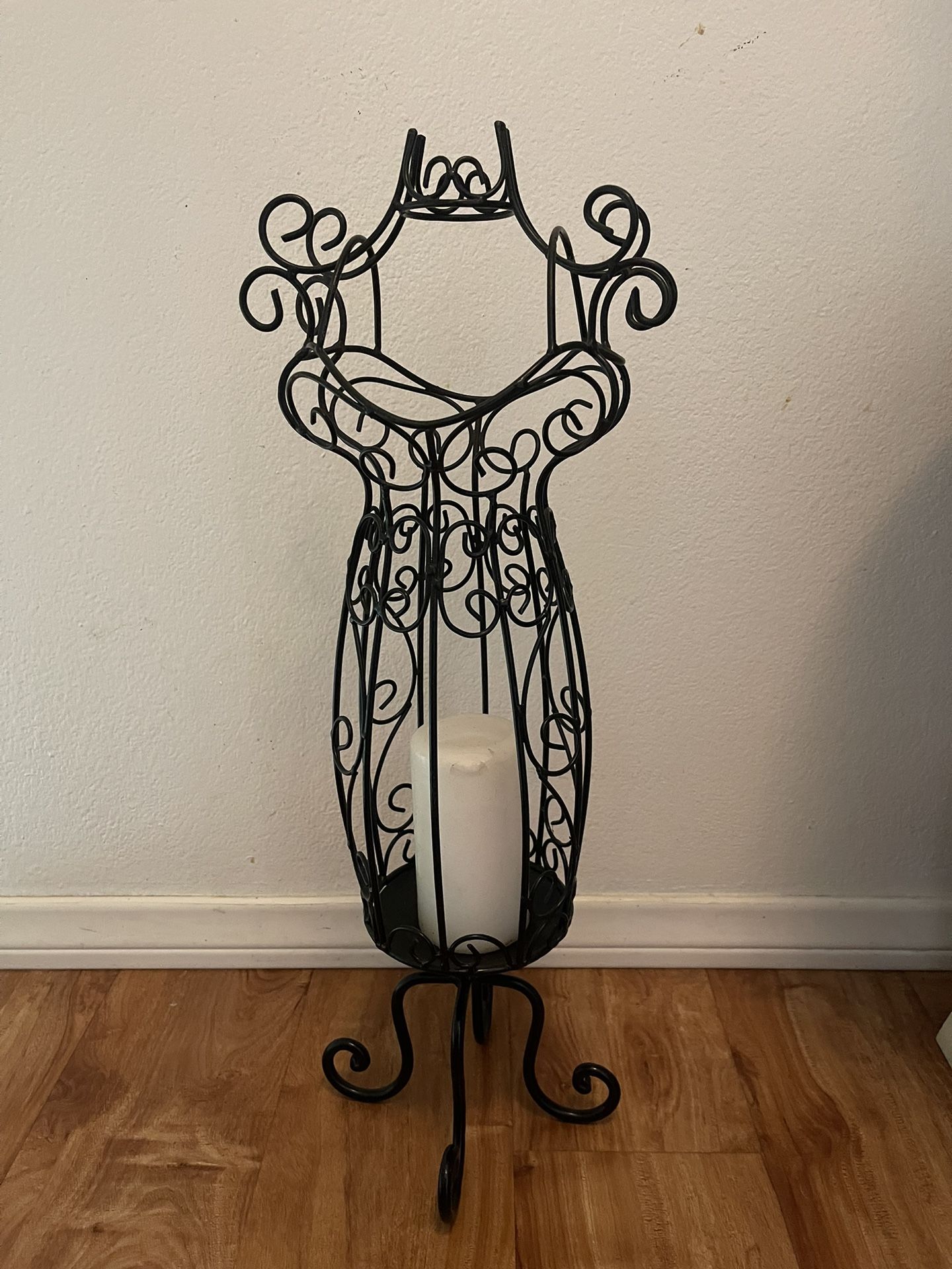 Jewelry Display Stand W/ Candle Holder Metal Wire Mannequin Dress Form 14" tal
