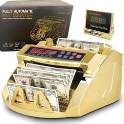 Gold Money Counter Machine Cash Counter with LCD Display 1100 Bills per min, Suitable for Banks, Supermarkets Hotels 