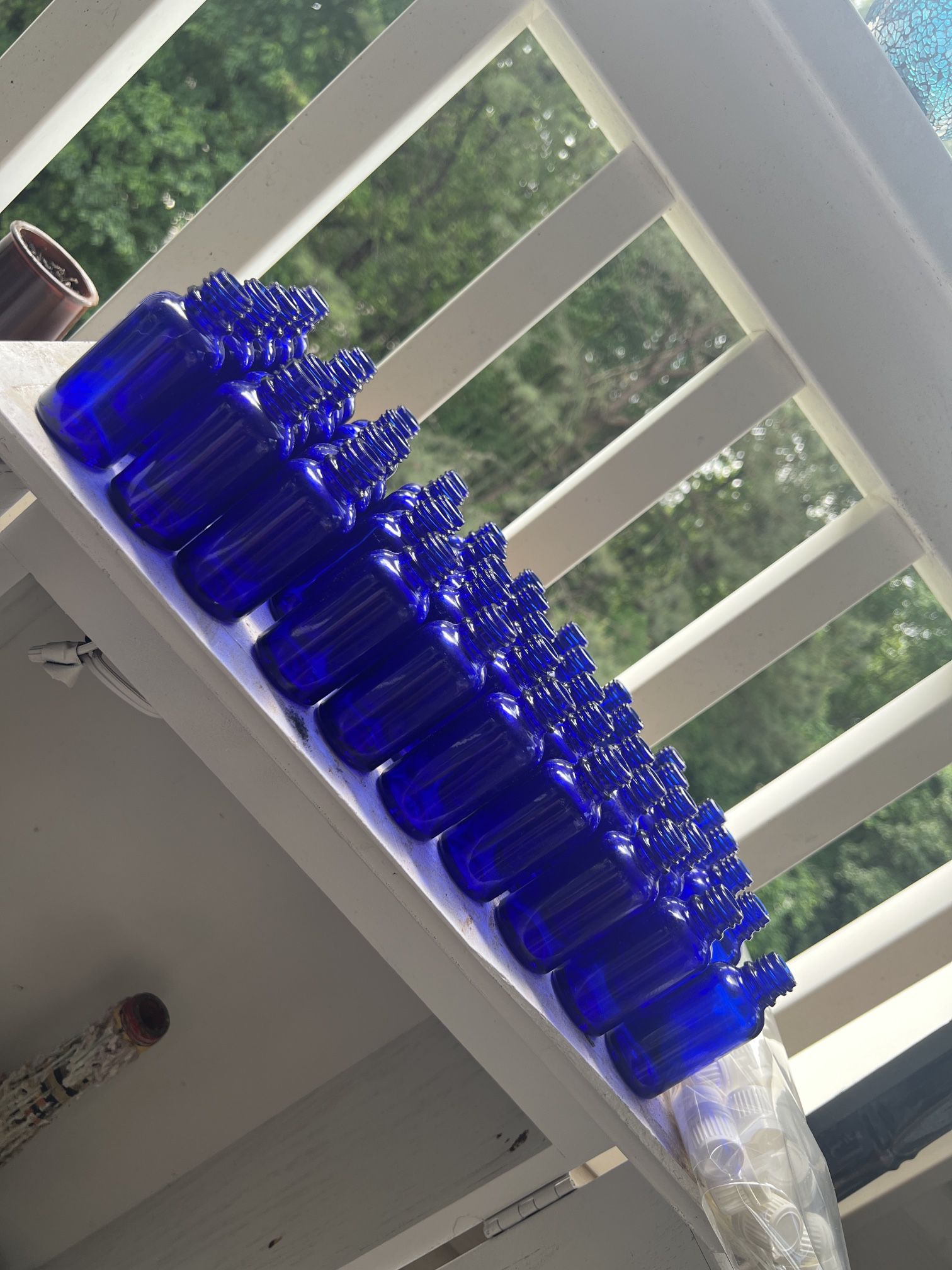 1oz Blue Glass Bottles 
