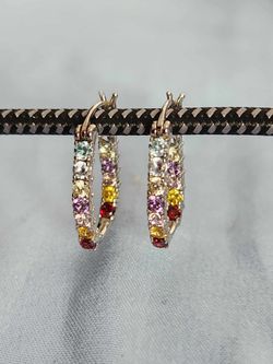 Silver Earrings with Multi Color Stones 