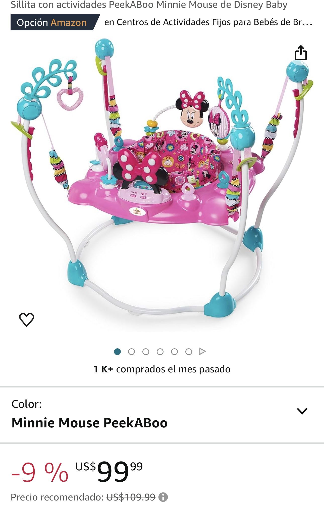 Sillita con actividades PeekABoo Minnie Mouse de Disney Baby