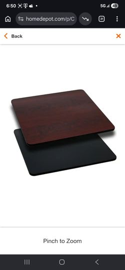 36'' Black or Mahogany Reversible Laminate Square Table Top