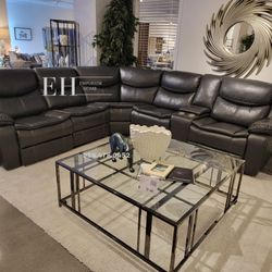 Black Leather Sectional Reclining New Design Pay Later 