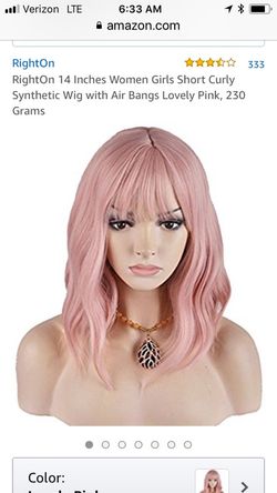 Synthetic pink wig for Halloween or any party