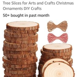 Natural Wood Slices 30 Pcs 2.8-3.1 Inches Craft Wood Kit Unfinished Predrilled with Hole Wooden Circles Tree Slices for Arts and Crafts Christmas Orna