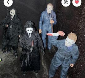 Horror Movie Action Figures Set of 4, Michael, Myers, and Ghostface