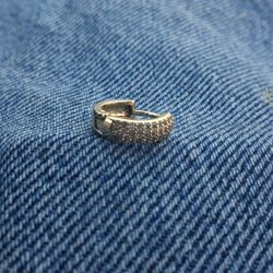 14K Yellow Gold Diamond Huggie Hoop Earring - $180