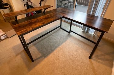L-shaped Computer Desk with Monitor Stand