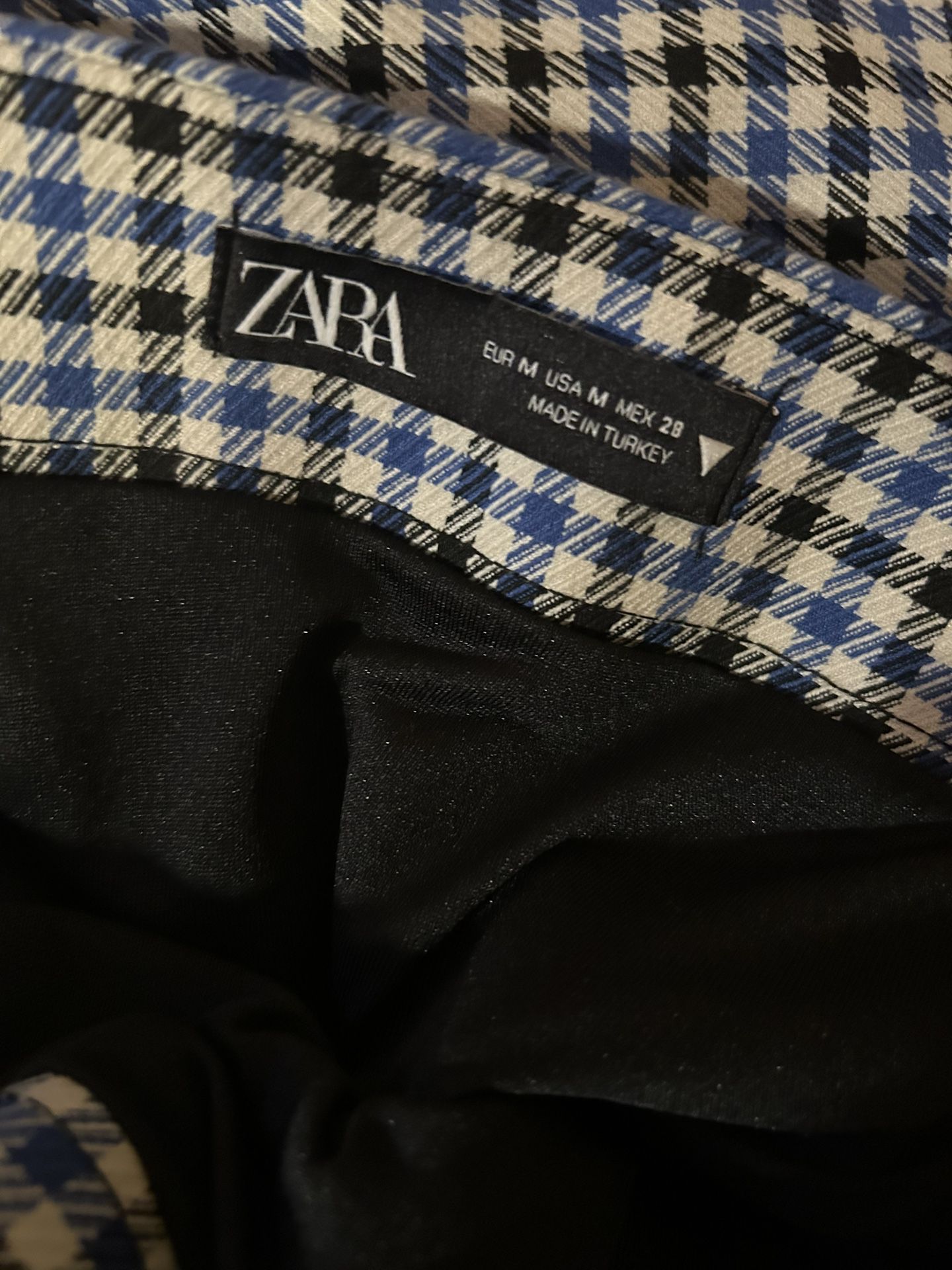 Zara Plaid Mini Skirt With Back Pocket Detail