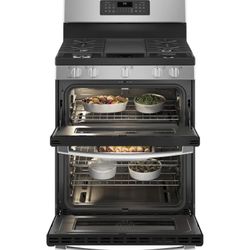 New In Box GE Stainless Steel 30” Gas Stove Range + Double Oven 