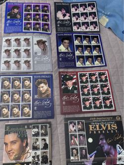 Elvis Presley Collector’s Edition Sheets Of Stamps. Approximately 68 Stamps on 8 sheets