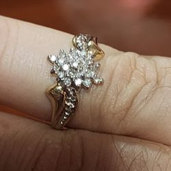 10k yellow gold Italian diamond cluster ring.  Size 7