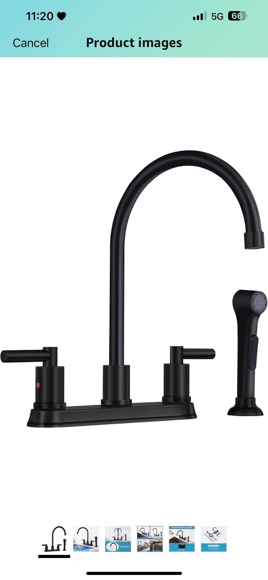 ARRISEA 8 inch Centerset Two Handle Kitchen Faucet with Pull Out Side Sprayer with Pause Mode,10 inch High Arc Black 4 Hole Stainless Steel 2-handle K