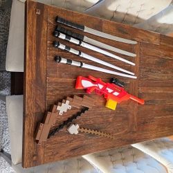 Sword, The Walking Dead Riffle & Minecraft Bow And Arrow