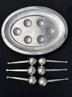 Pottery Barn Serving Tray With Six Serving Spoons