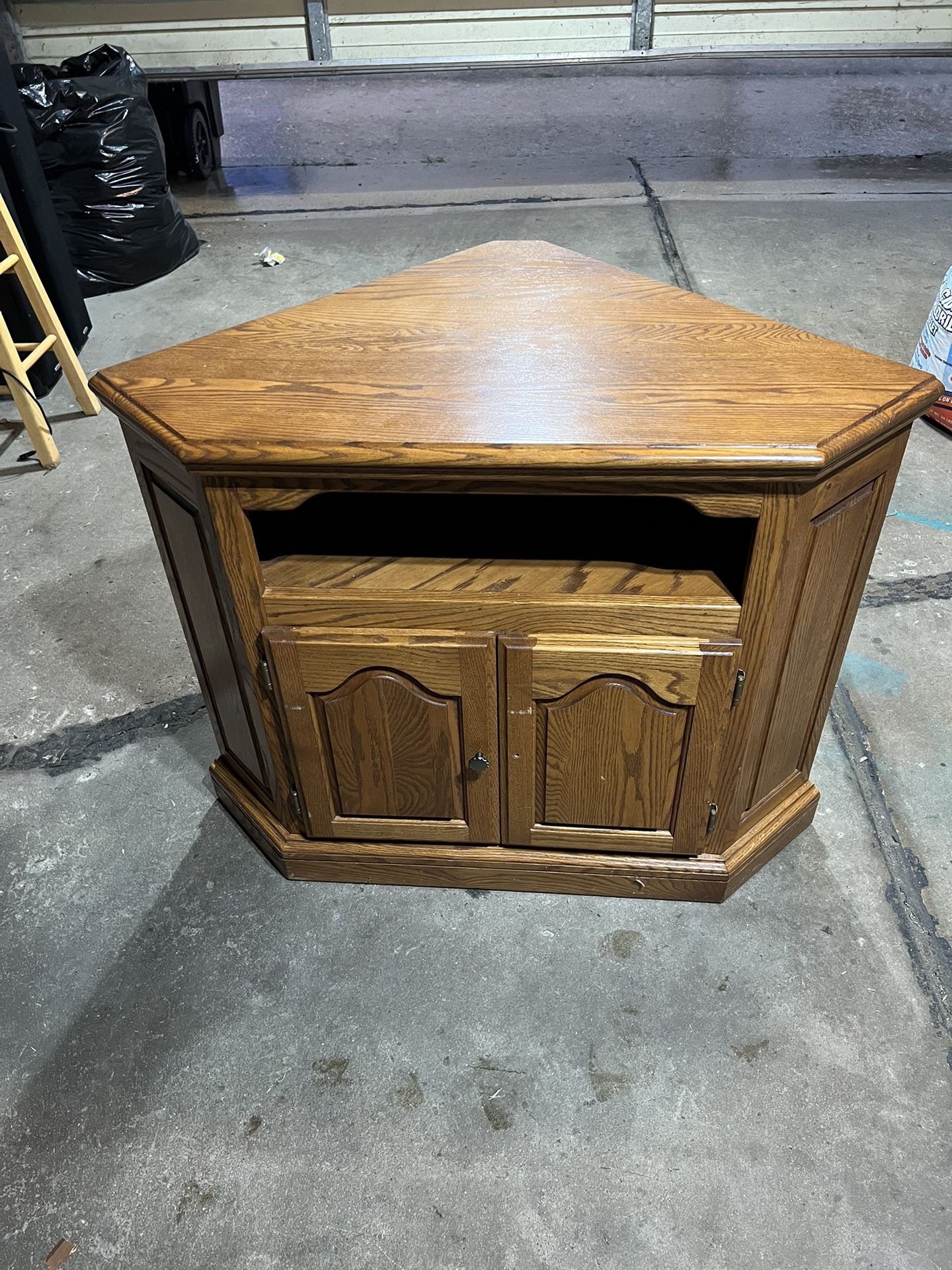 Oak Wood Corner Cabinet.