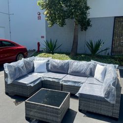 New No Assembled Requires-7pcs Outdoor conversation Set In Gray