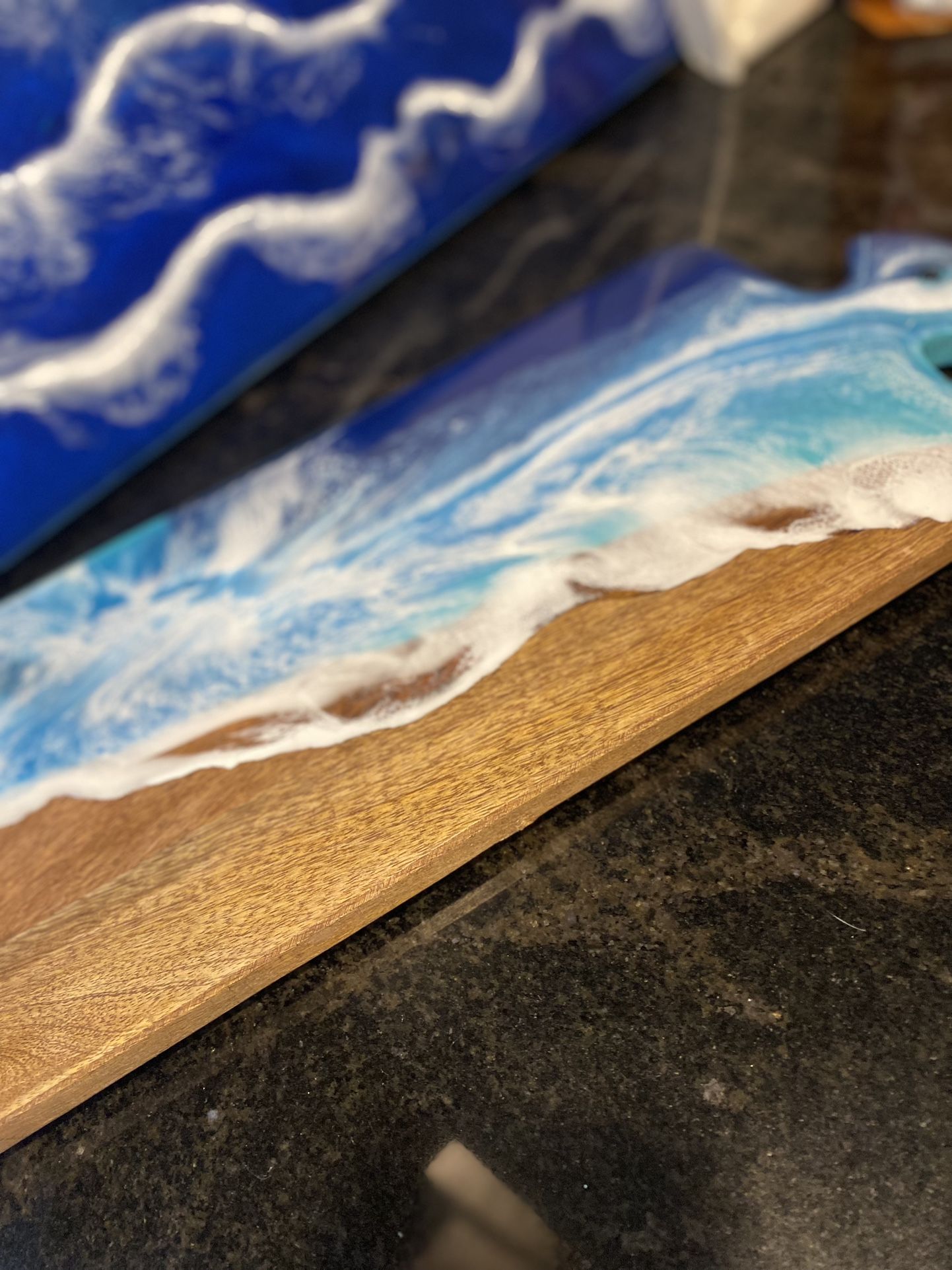 Large Charcuterie Board With Resin Ocean 