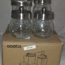  Mason Jar Bathroom Accessory Set .. NEW