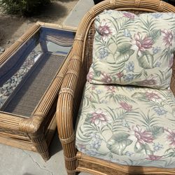 Rattan Chair And Table Set