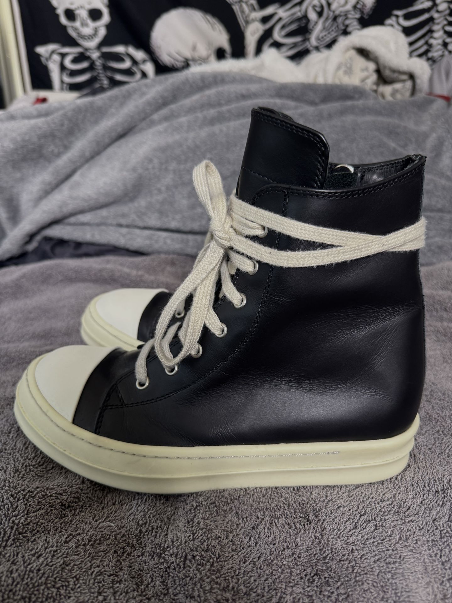 Rick Owens Black Hollywood Calf Leather Sneakers