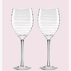 KATE SPADE Charlotte Street White Wine Glasses Set of 2 (12 oz )