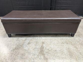 Dark Brown Upholstered Rectangular Ottoman with Cedar Inside