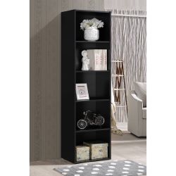 Indoor Modern Home Decorative Furniture 5-Shelf Bookcase Black - 11.8x15.9x59.1