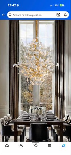 Ceramic Leaf Chandeliers Branch Chandelier Brass Hanging Lighting Fixture For Dining Room Living