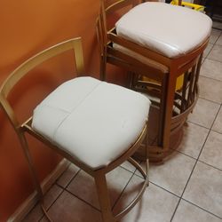 4 White Leather Chairs