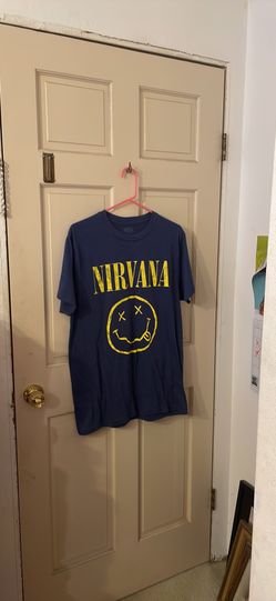 Vintage 2000s Y2K Nirvana Kurt Cobain Grunge Alternative Rock Band Tee Navy T Shirt Top. Size:Large Mens. USED!