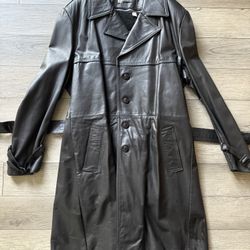 Vintage Men’s Oleg Cassini Leather Trench Coat 42T