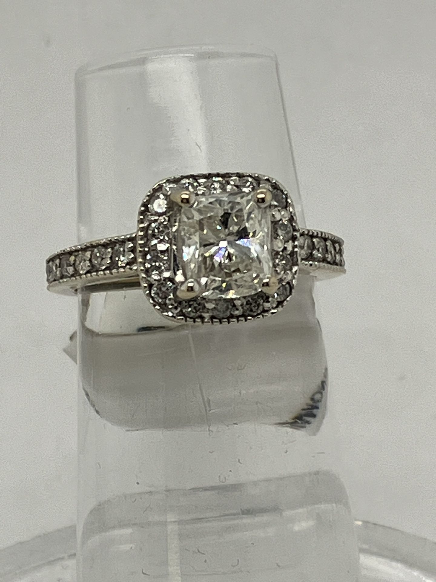 1.10ct White Gold Cushion Diamond Halo Engagement Ring