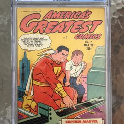 America’s Greatest Comics #7 (1943) CGC 8.0 — O/w to White Pages; Captain Marvel 