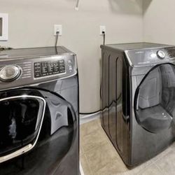  Samsung Black Stainless Washer Dryer Set Front Load Gas Dryer 