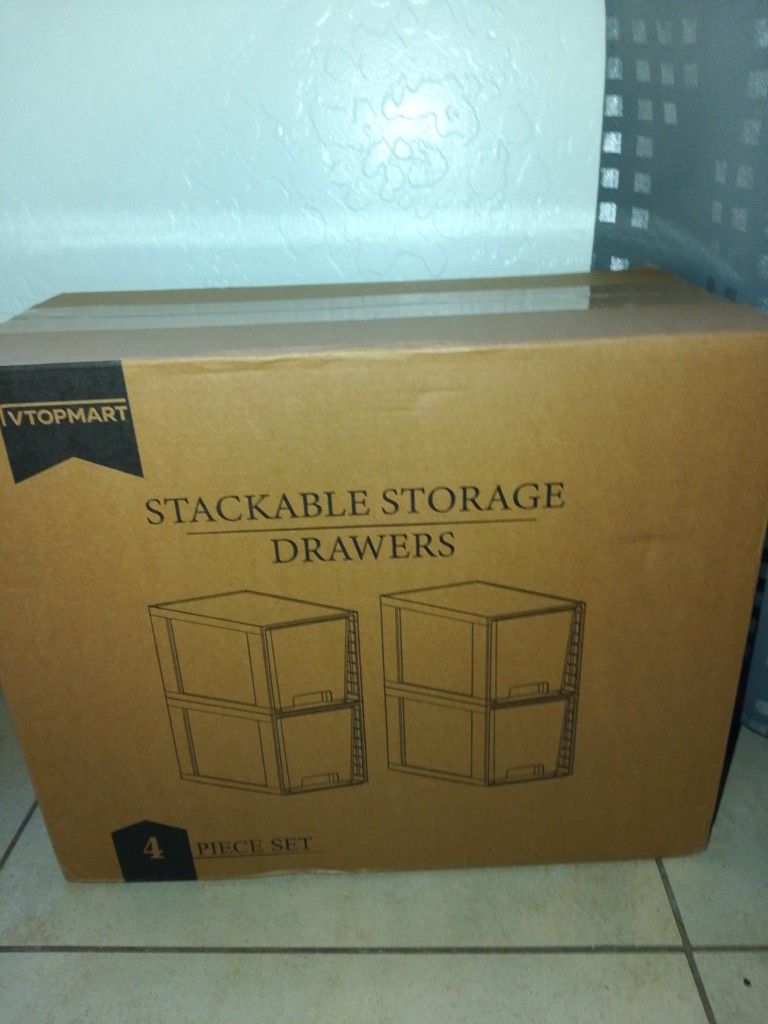 Stackable Storage Drawers 4 Piece Set