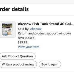 Akenow Fish Tank Stand 40 Gallon, Metal Aquarium Stand Double Layer with Storage 36.4"× 18.5"x29.1 fits Aquarium, Turtle Tank/Reptile Terrariums, Whit