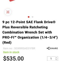 New Large Snap On Wrench Set $280